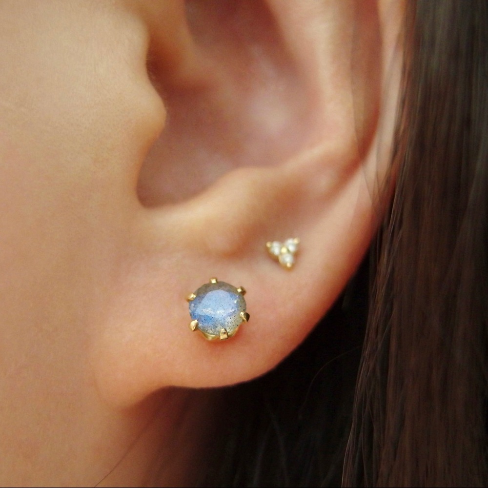 5mm labradorite stud earrings 14k GF - Picture 5 of 11